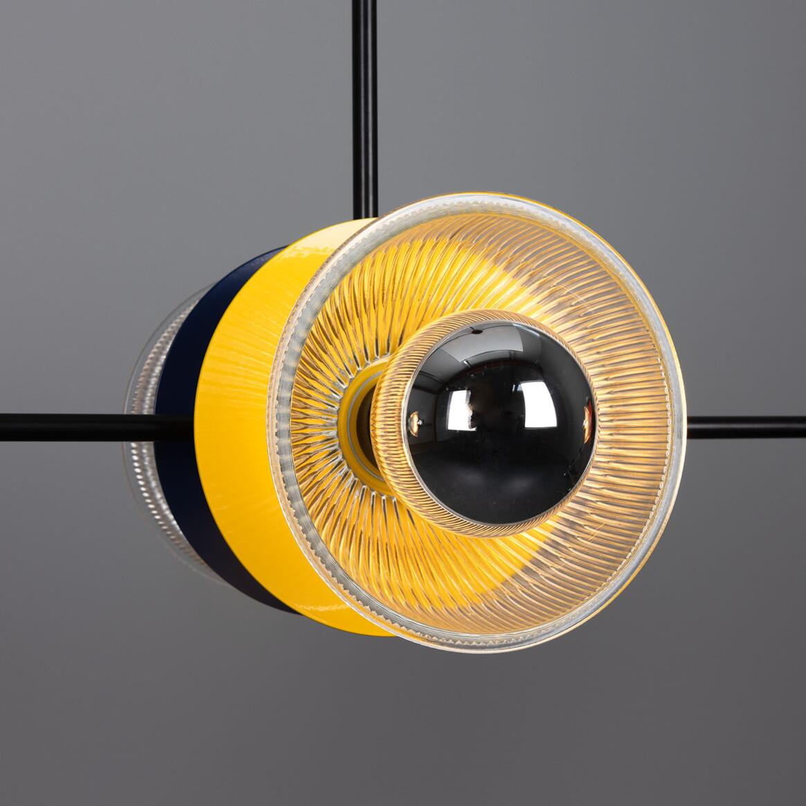 Mullan Eclipse Multicoloured Prismatic Glass Dish Chandelier - Powder-Coated Matte Black Finish