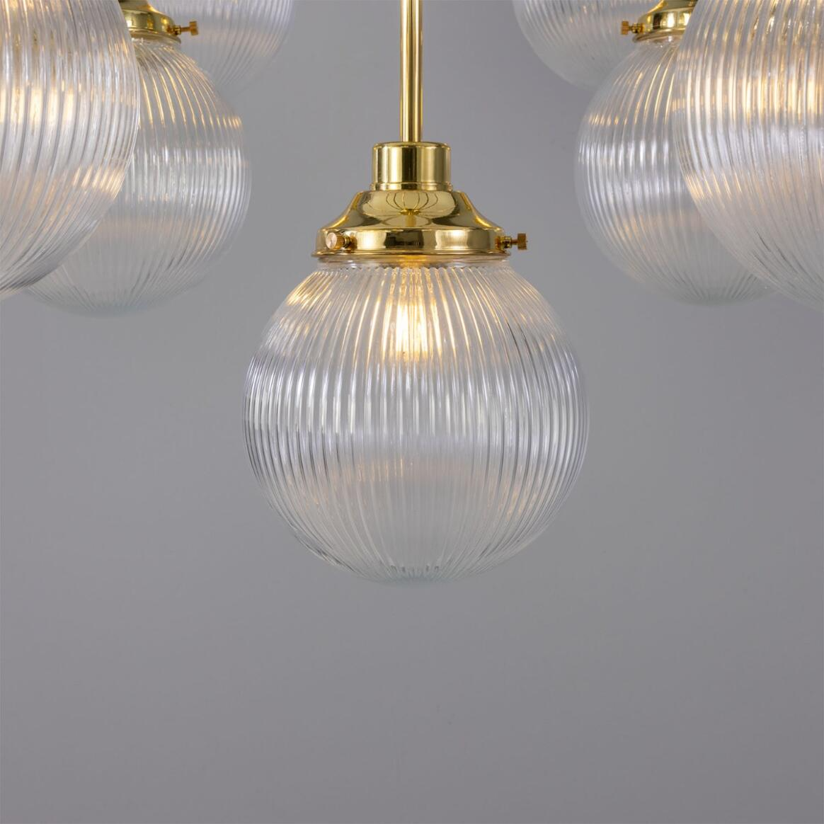 Mullan Genoa 13 Light Prismatic Glass Chandelier 124cm IP20 - Polished Brass Finish