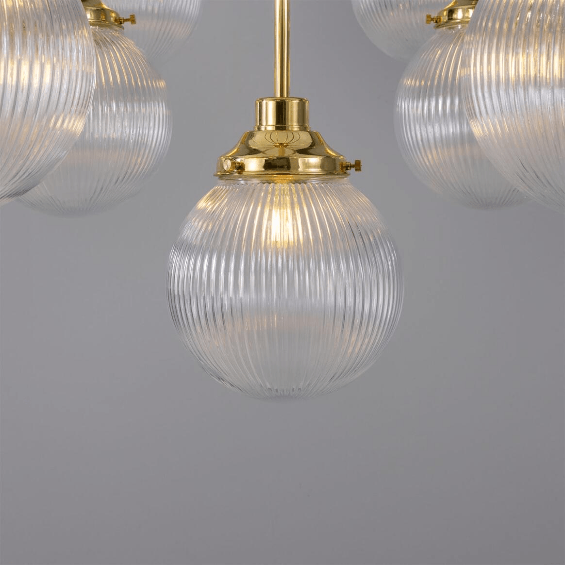 Mullan Genoa 13 Light Prismatic Glass Chandelier 124cm IP20 - Polished Brass Finish