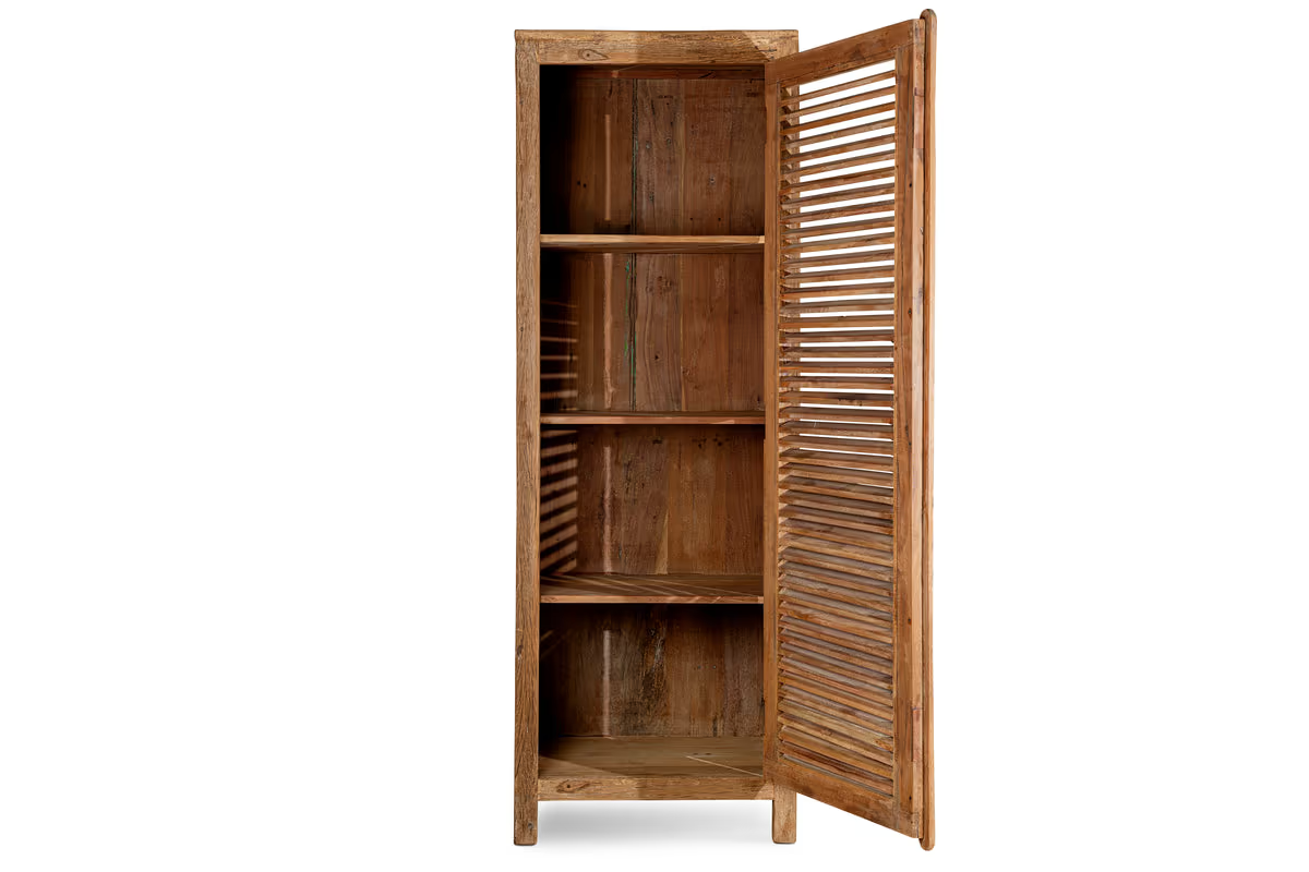 Nkuku - Ibo Reclaimed Wood Slatted Tall Cabinet - Natural