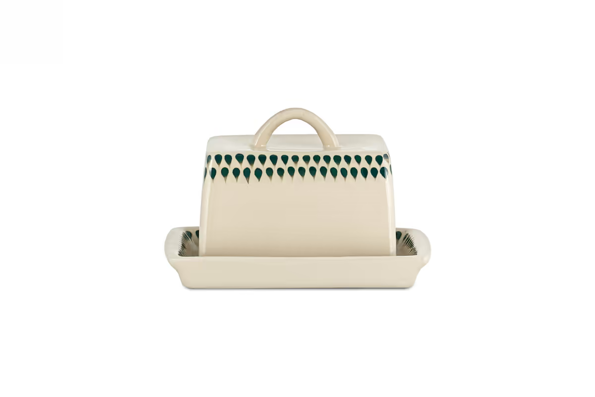 Nkuku - Juniper Drop Butter Dish - Cream & Juniper
