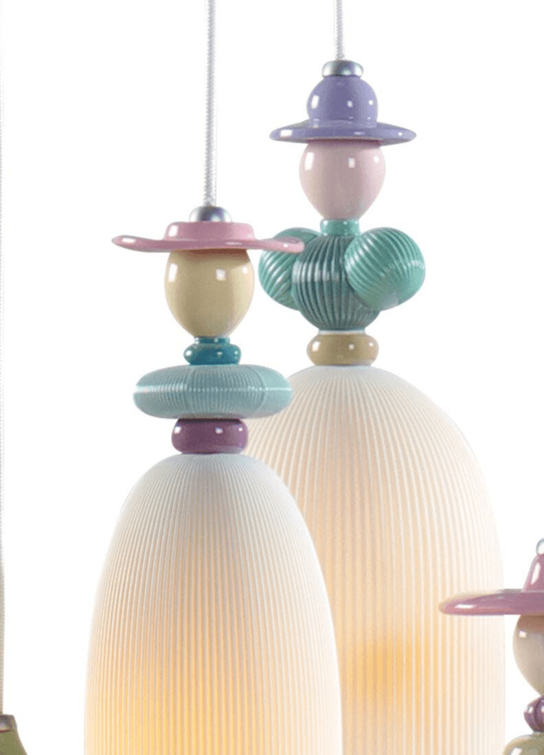 Lladró - Mademoiselle 4 Lights Walking on The Beach Pendant Light showcasing elegant porcelain design.