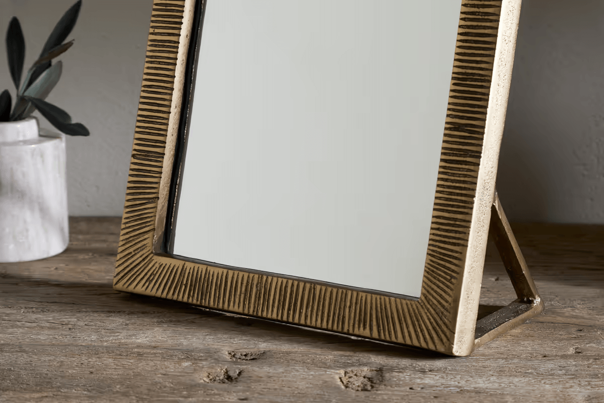 Nkuku - Baja Standing Mirror - Antique Brass