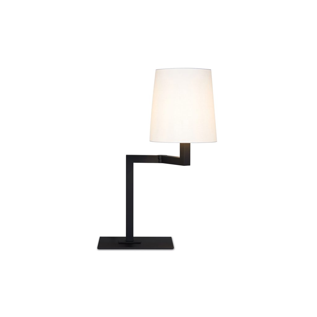 Contardi Lighting Tonda Desk Table Lamp - Matt Black Silk Lacquered - White Cotton 800