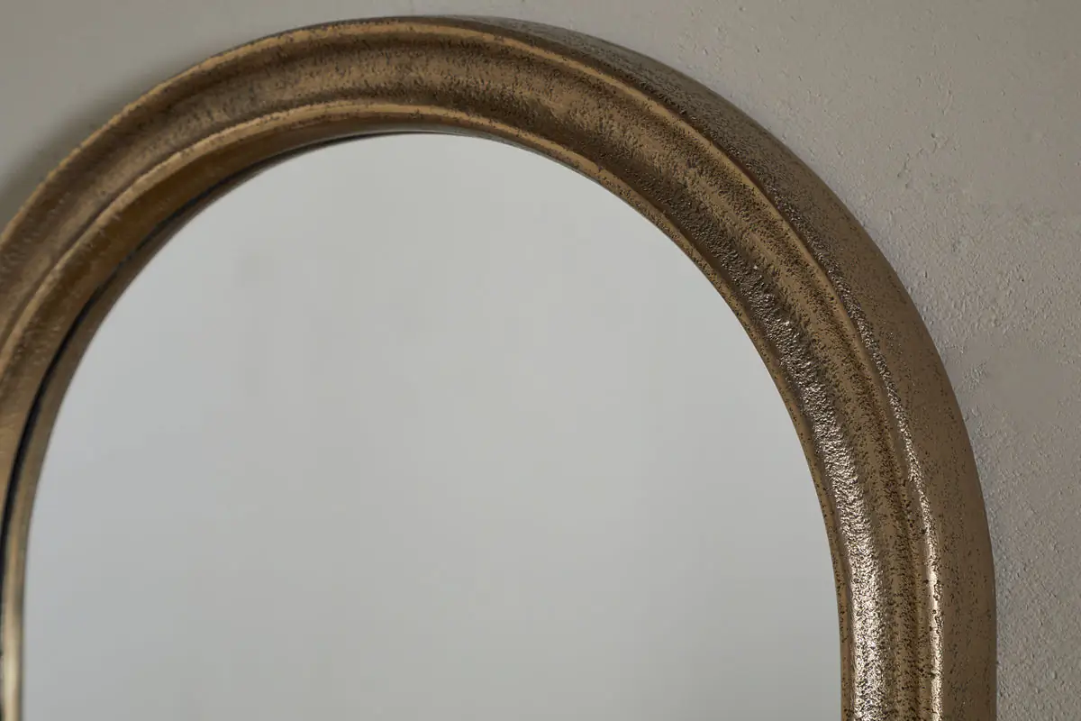 Nkuku - Mbwa Oval Mirror - Antique Brass