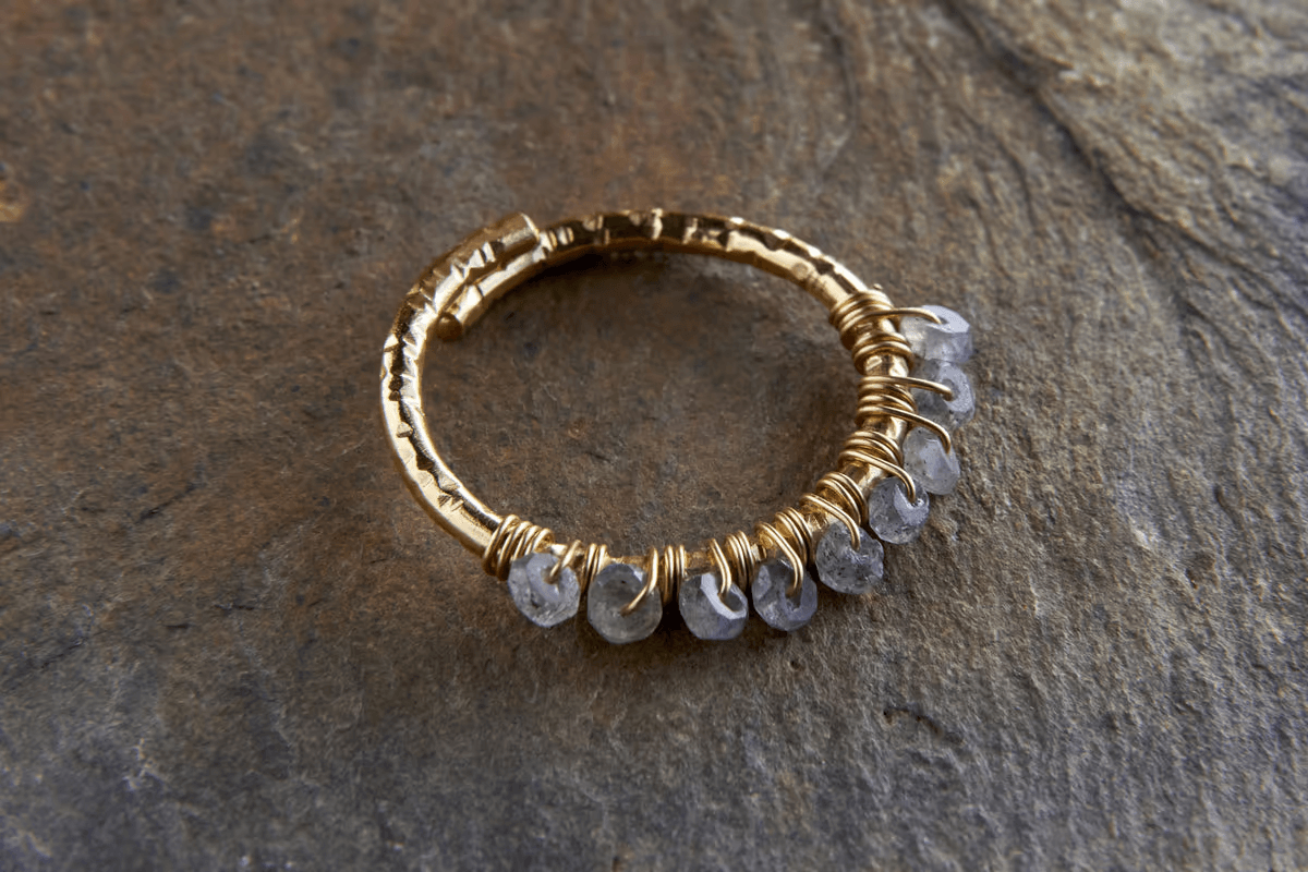 Nkuku - Vani Labradorite Ring - Labradorite & Gold
