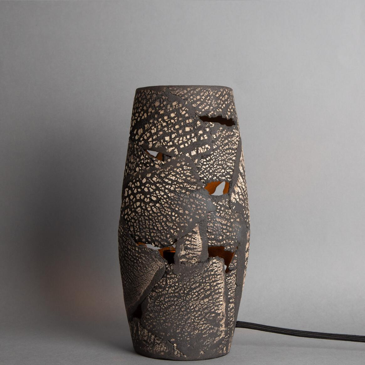 Mullan Carya Ceramic Table Lamp Rustic Luminaire Black Clay - Powder Coated Matte Black Finish