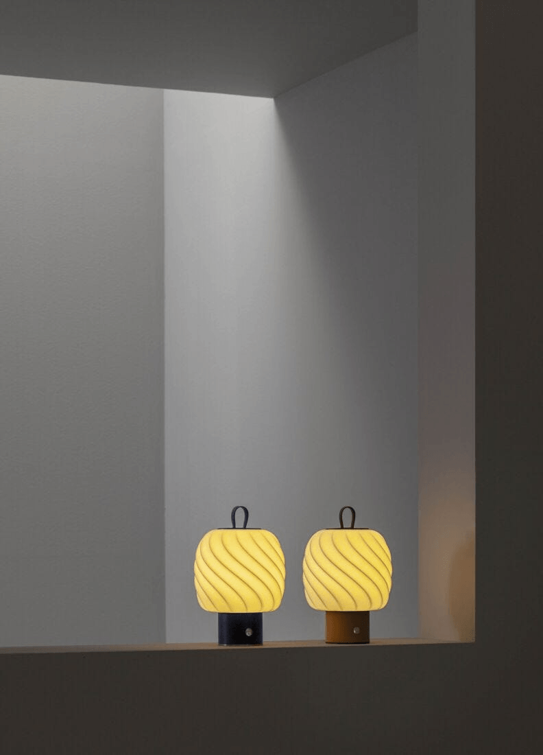 Lladró - Ice Cream portable lamp - Medium - Nude displayed in modern setting, showcasing porcelain design.