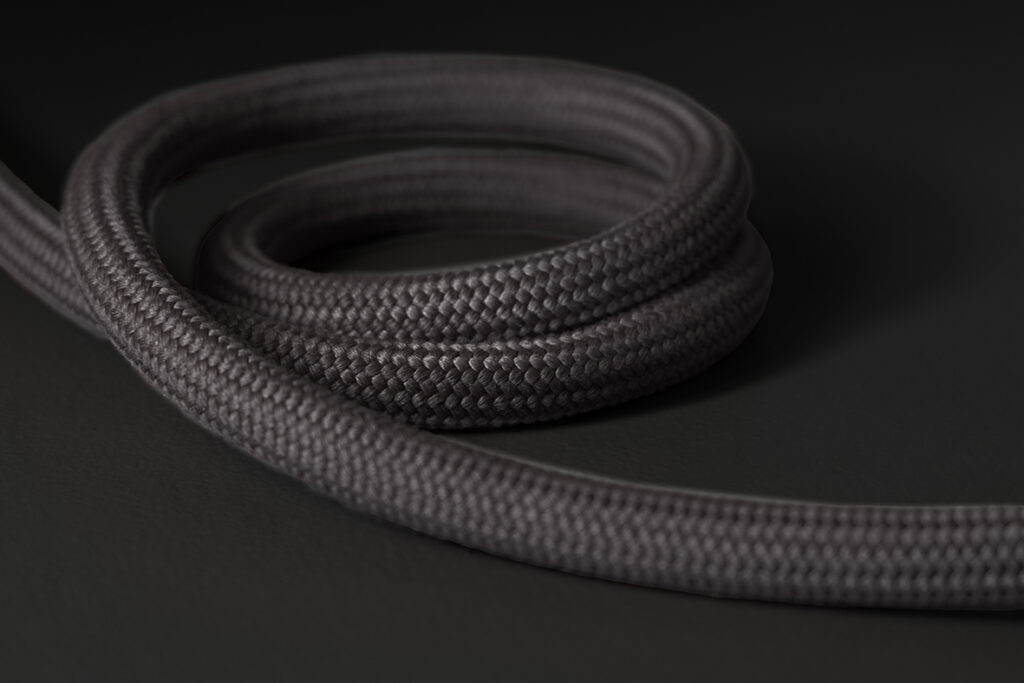 Contardi Hat Suspension Lamp Large - White Linen Shade - Graphite Gray Cable