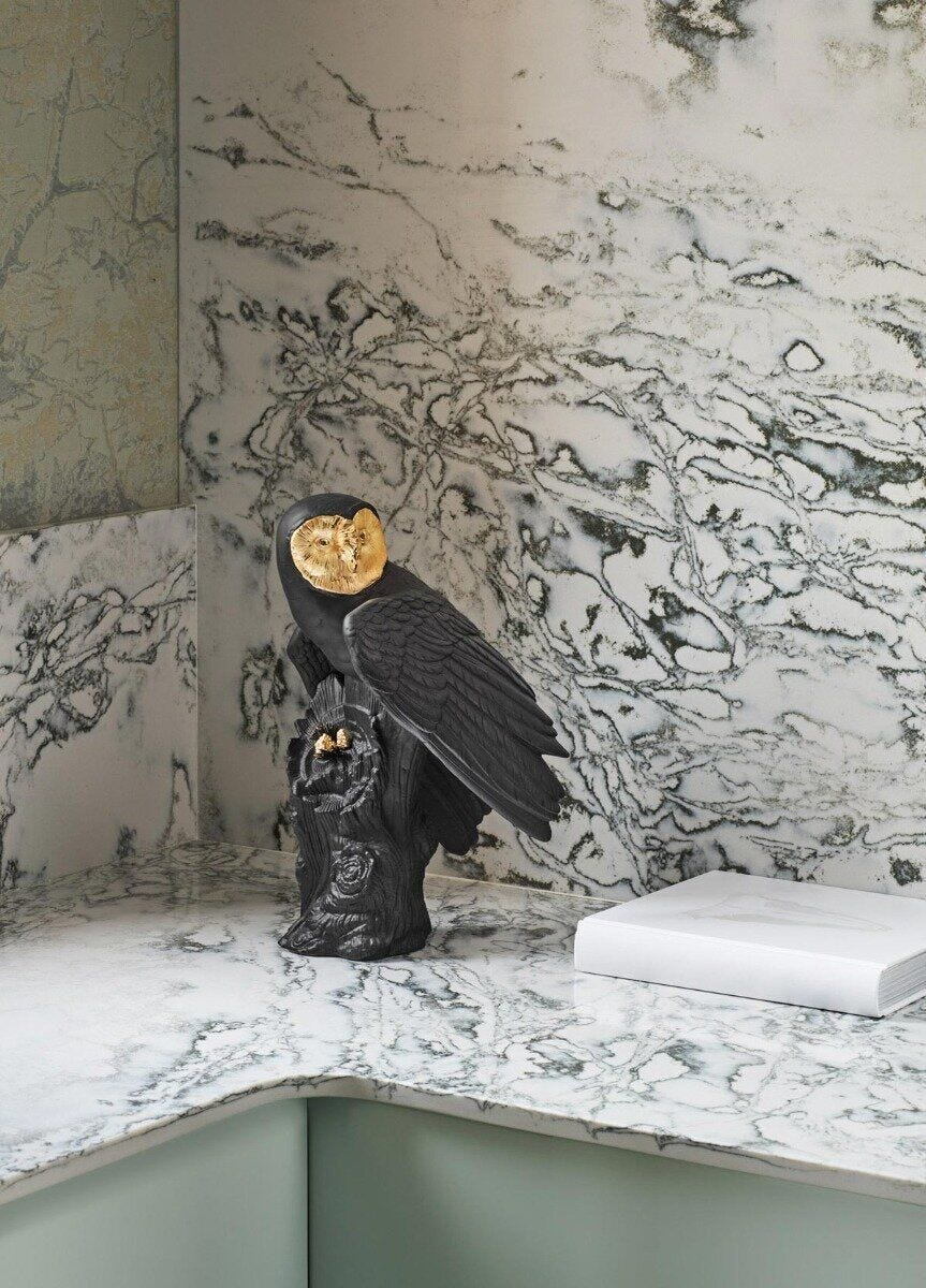 Lladró - Owl Sculpture - Black-gold - Limited Edition