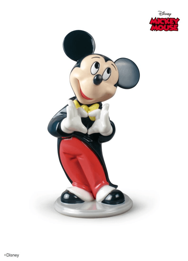 Lladró - Mickey Mouse Figurine in glossy porcelain, depicting the iconic character with vibrant colors.