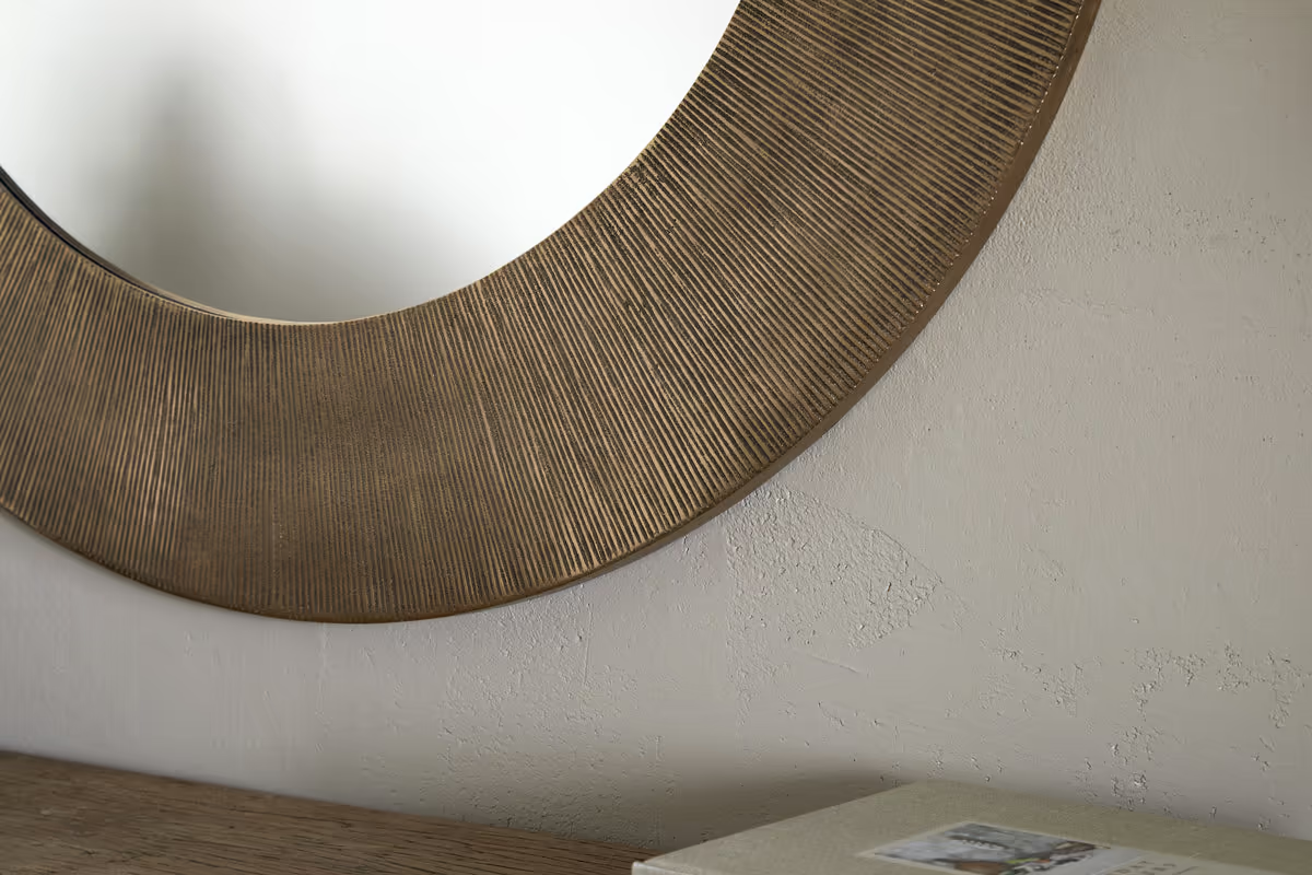 Nkuku - Moto Round Mirror - Antique Brass
