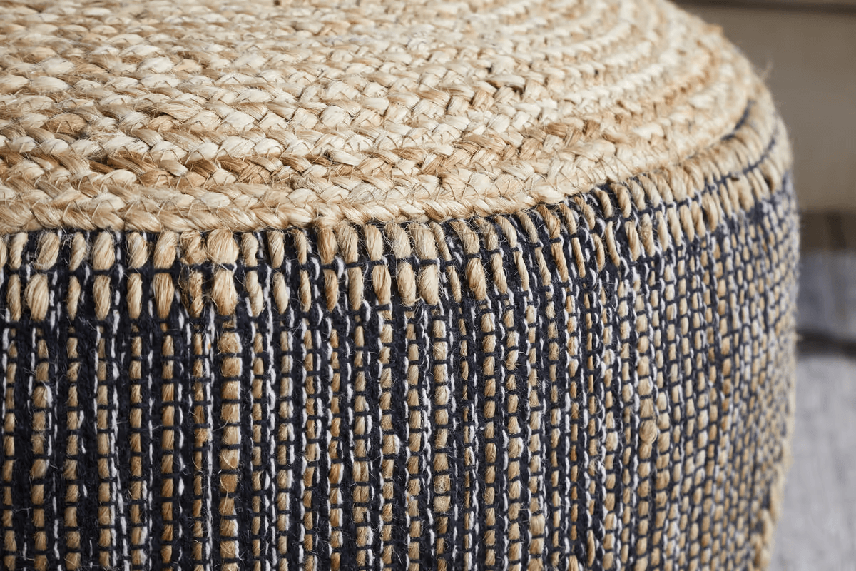 Nkuku - Kapil Jute Round Pouf - Charcoal