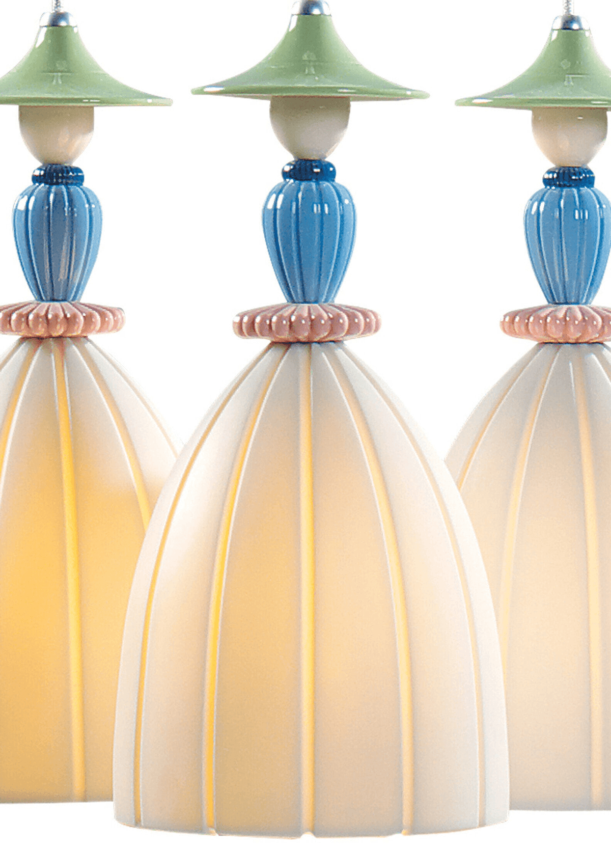 Lladró - Mademoiselle Round Canopy 3 Lights Sharing Secrets Pendant Light featuring elegant porcelain design.