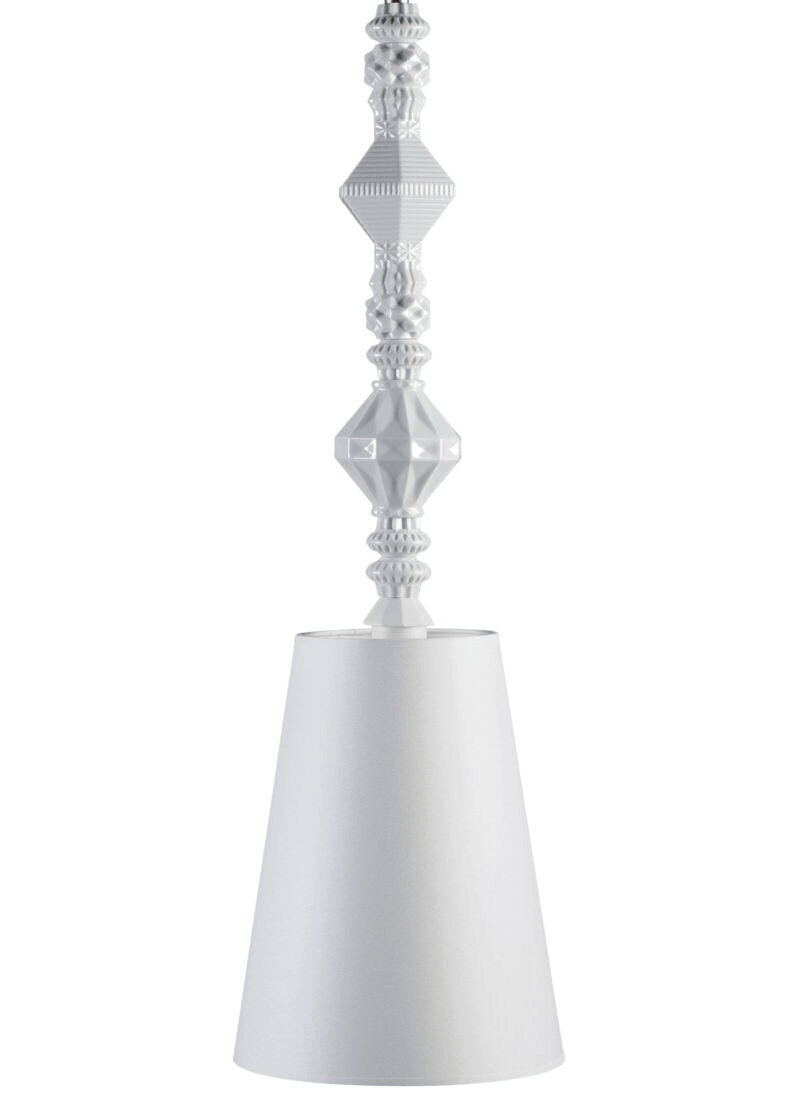 Lladró - Belle de Nuit Pendant Light II - White, porcelain pendant light with elegant design.