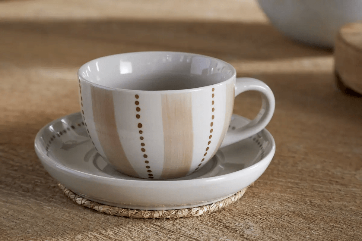Nkuku - Patthar Cup & Saucer - Cream & Clay