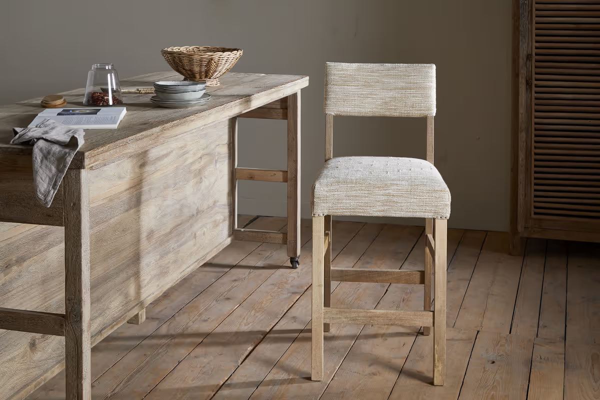 Nkuku - Zoha Cotton & Jute Upholstered Counter Chair - Natural