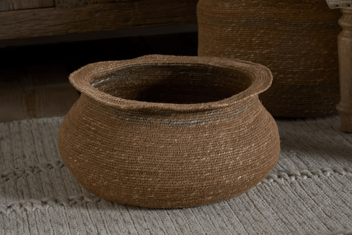 Nkuku - Rana Short Basket - Natural & Moss