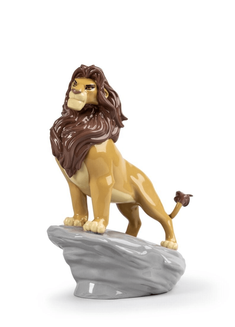 Lladró - Simba Figurine in glazed porcelain, depicting the young lion in a noble stance on a rock.