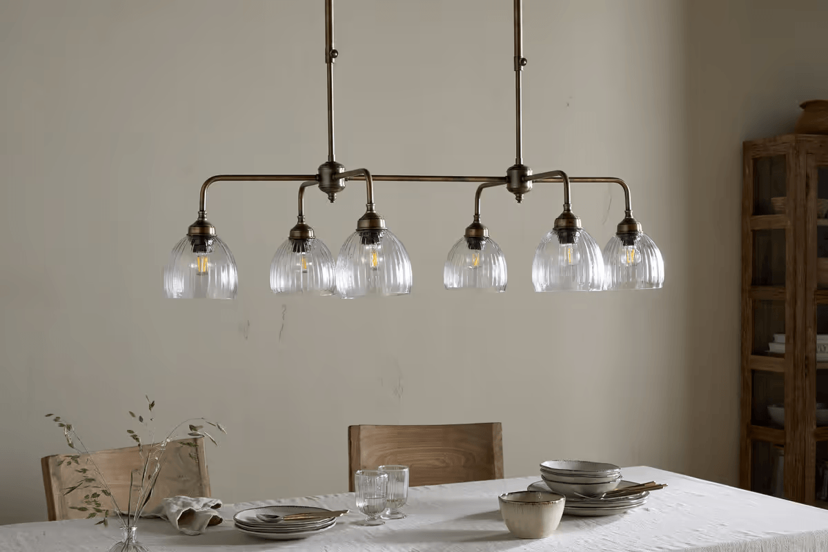 Nkuku - Kakira Chandelier Pendant - Antique Brass & Clear