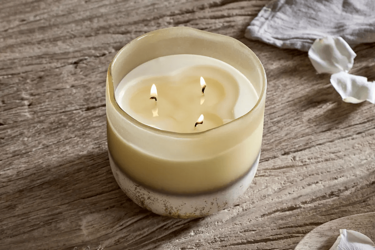 Nkuku - Oakmoss & Rose 3 Wick Scented Candle - Yellow