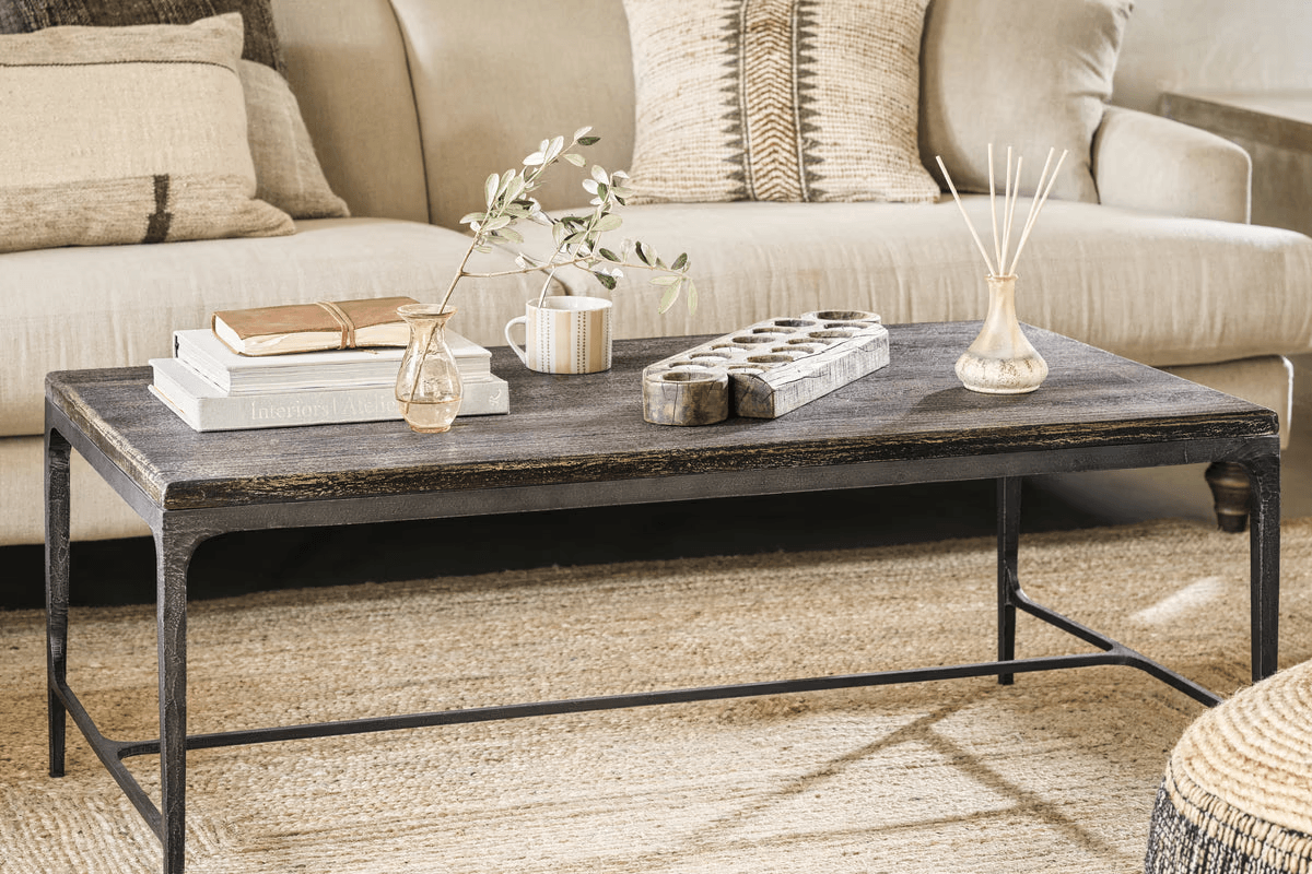 Nkuku - Sita Reclaimed Wood & Iron Coffee Table - Chocolate Brown