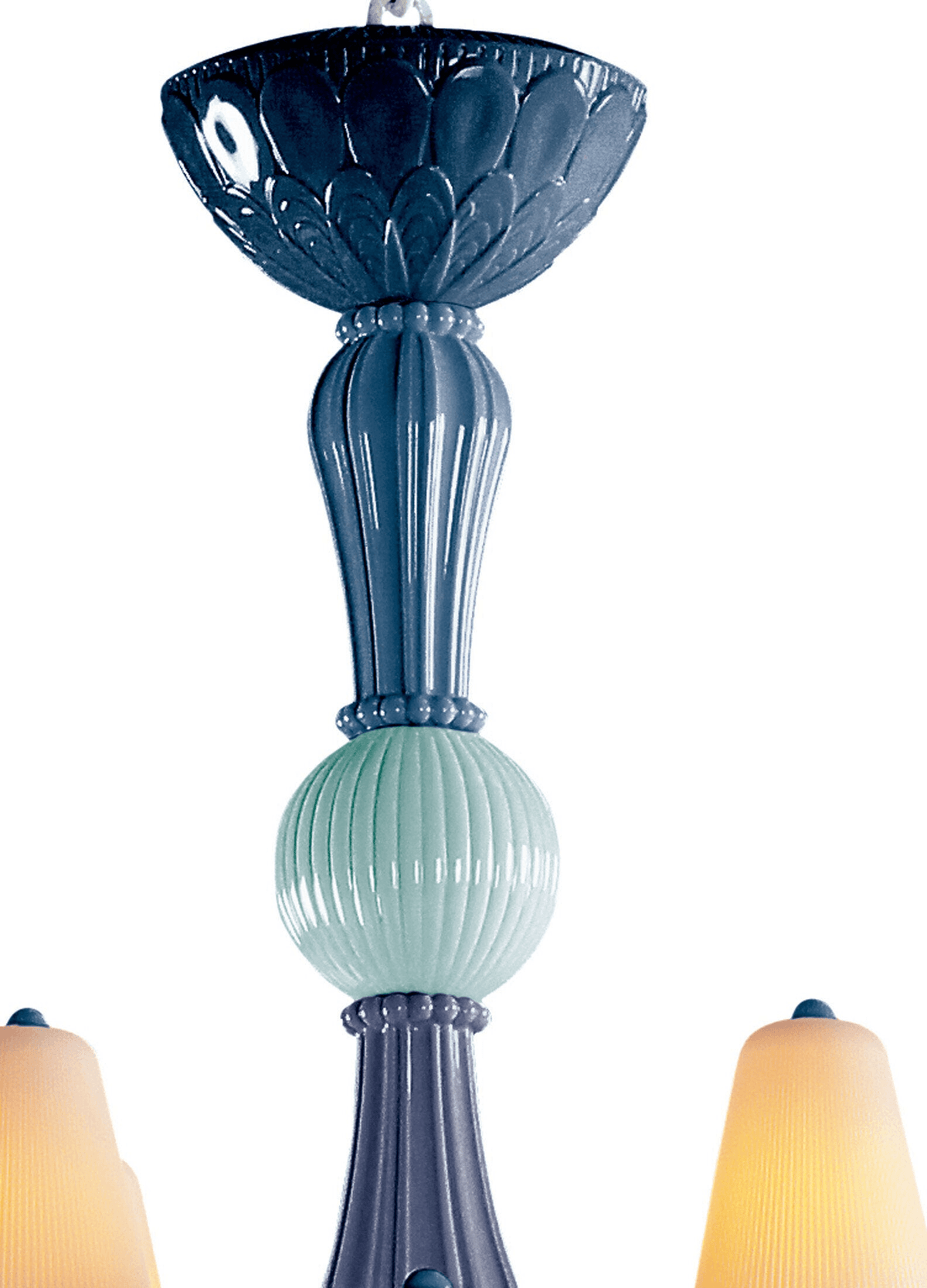 Lladró - Ivy and Seed 20 Lights Chandelier - Ocean showcasing elegant porcelain design and organic shapes.