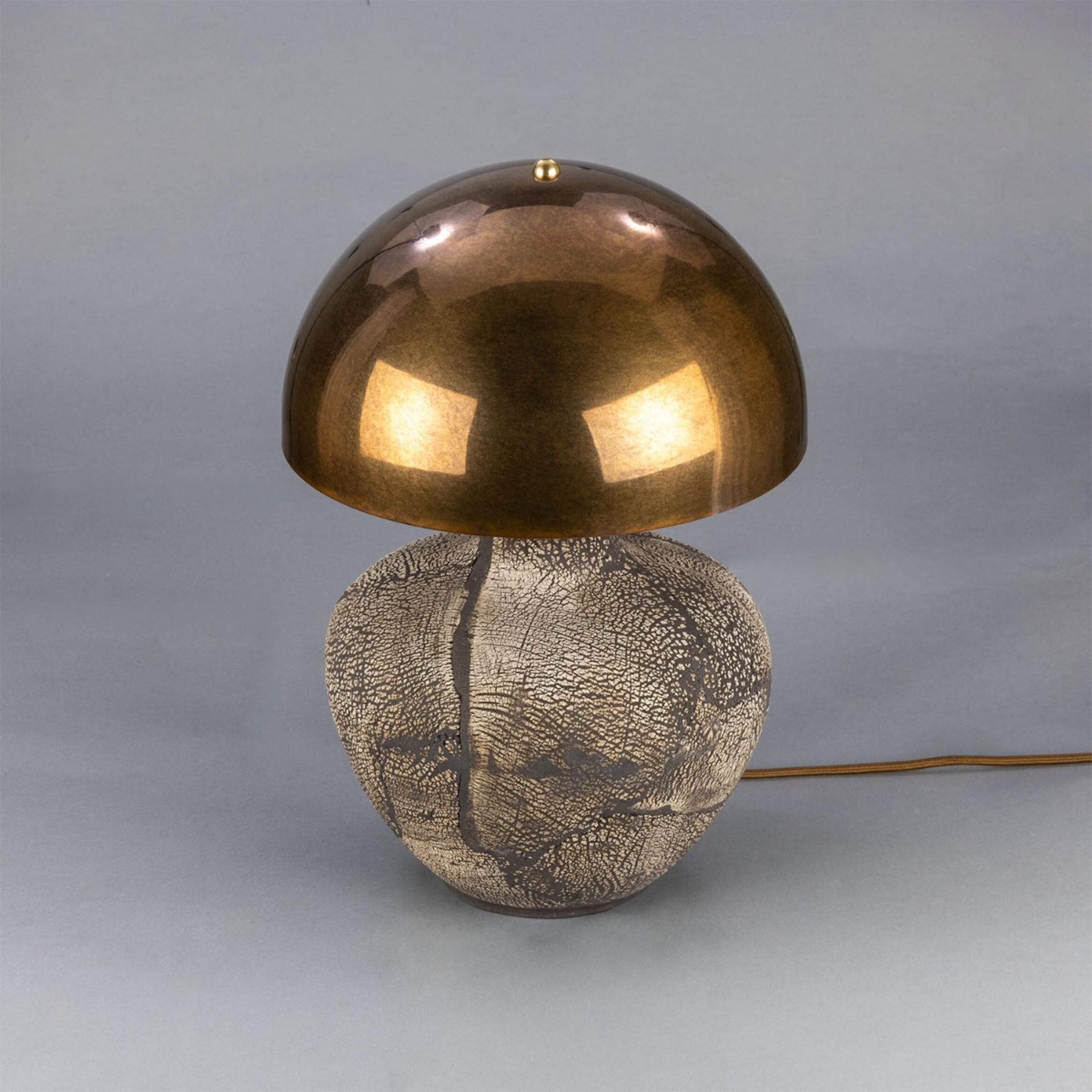 Mullan Lawson Ceramic Table Lamp With Antique Brass Shade - Black Clay
