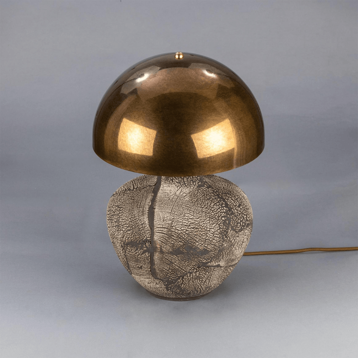 Mullan Lawson Ceramic Table Lamp With Antique Brass Shade - Black Clay
