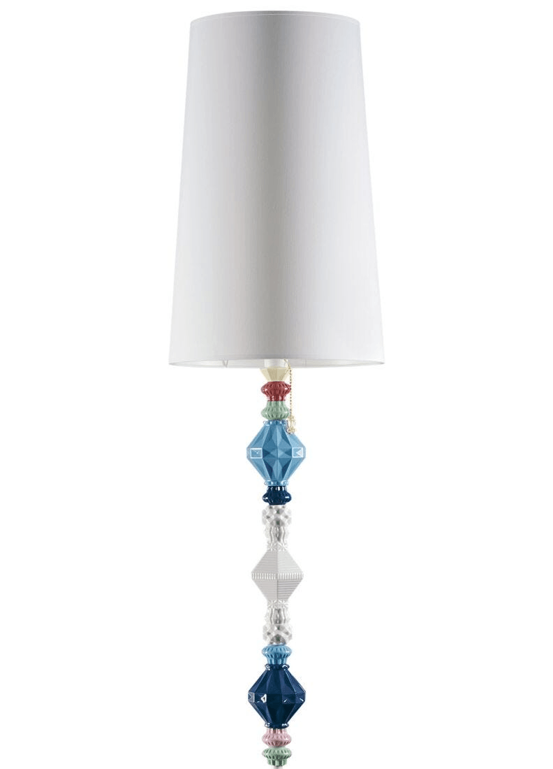 Lladró - Belle de Nuit Floor Lamp II - Multicolor with vibrant porcelain accents and white shade.