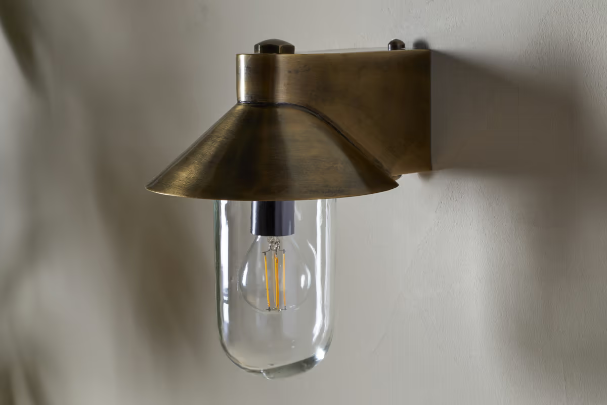 Nkuku - Singa Outdoor Wall Lamp - Antique Brass