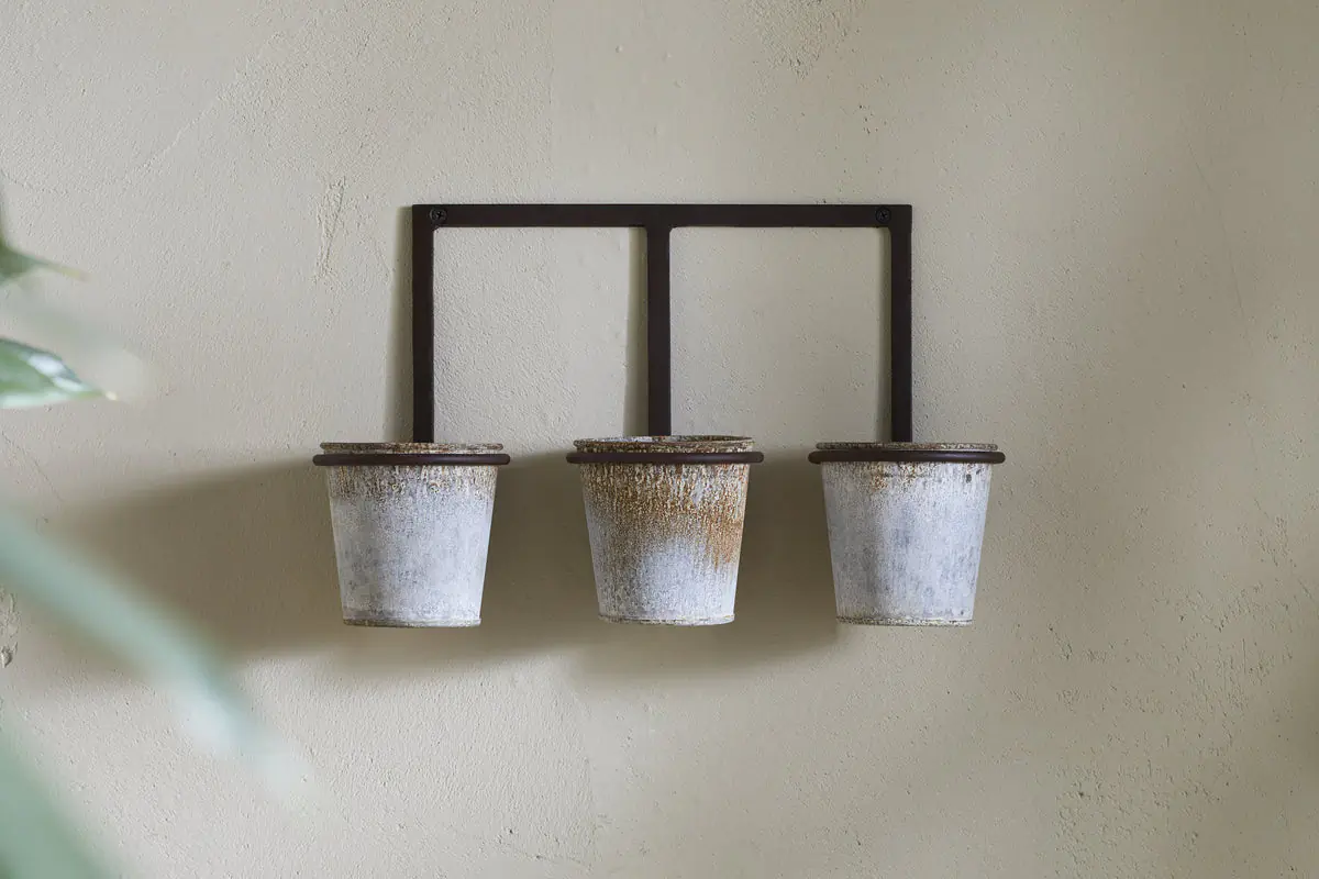 Nkuku - Tukana Triple Wall Hung Planter - Zinc