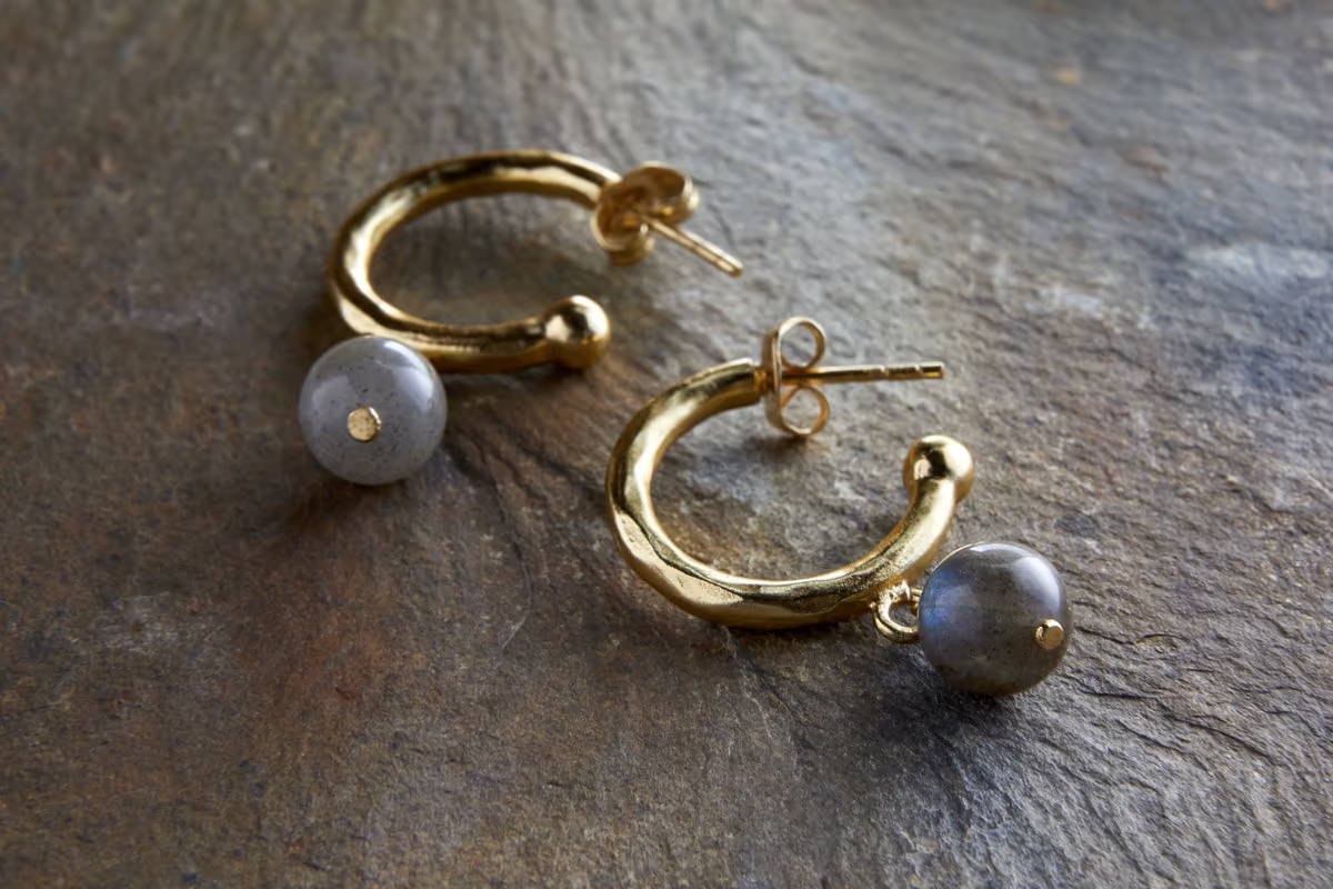 Nkuku - Marai Labradorite Earrings - Labradorite & Gold