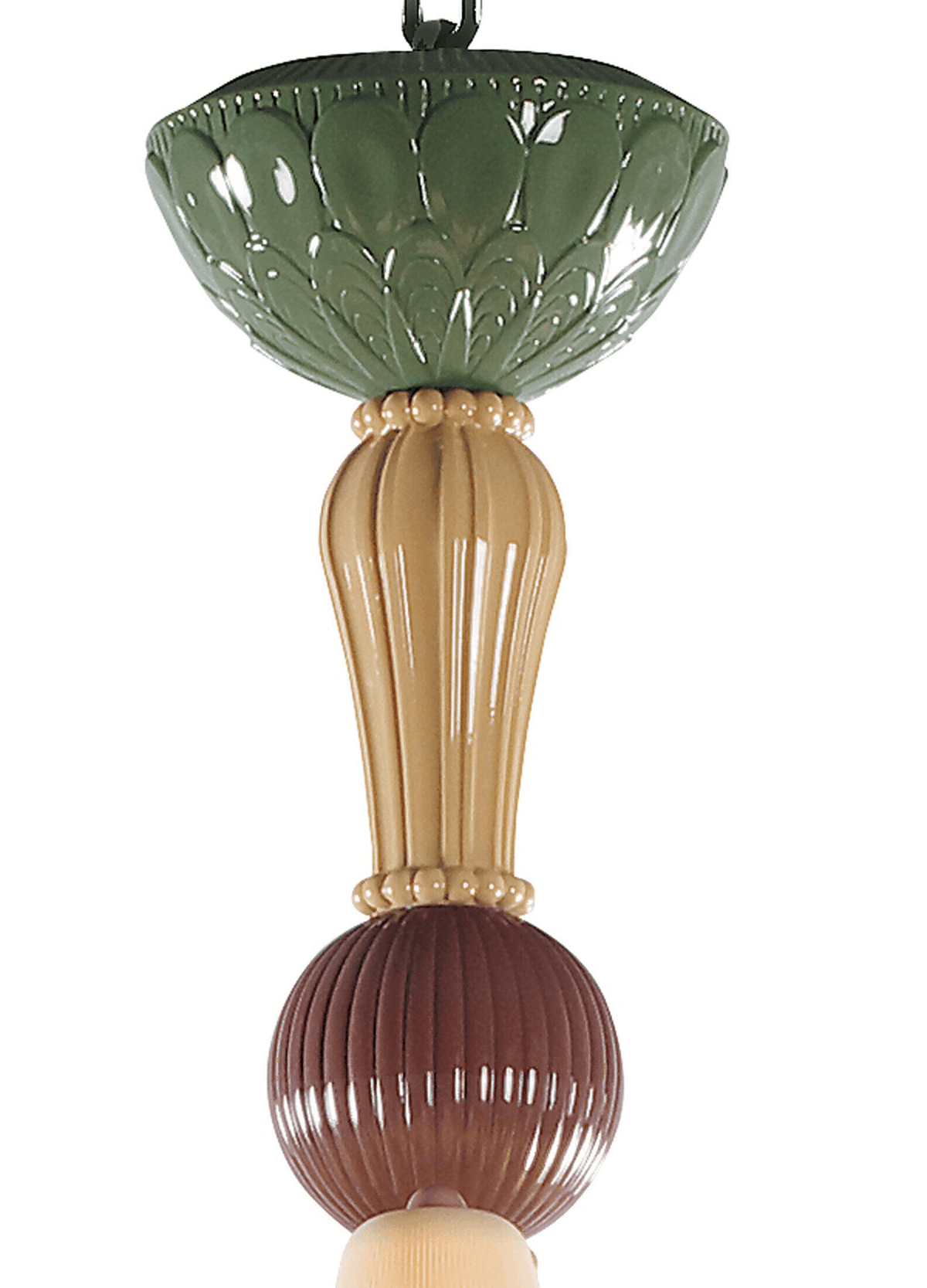 Lladró - Ivy and Seed 20 Lights Chandelier - Spices with green and beige accents in porcelain design.