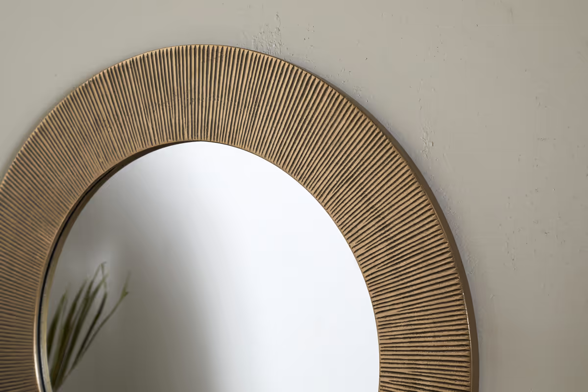 Nkuku - Putali Etched Mirror - Antique Brass