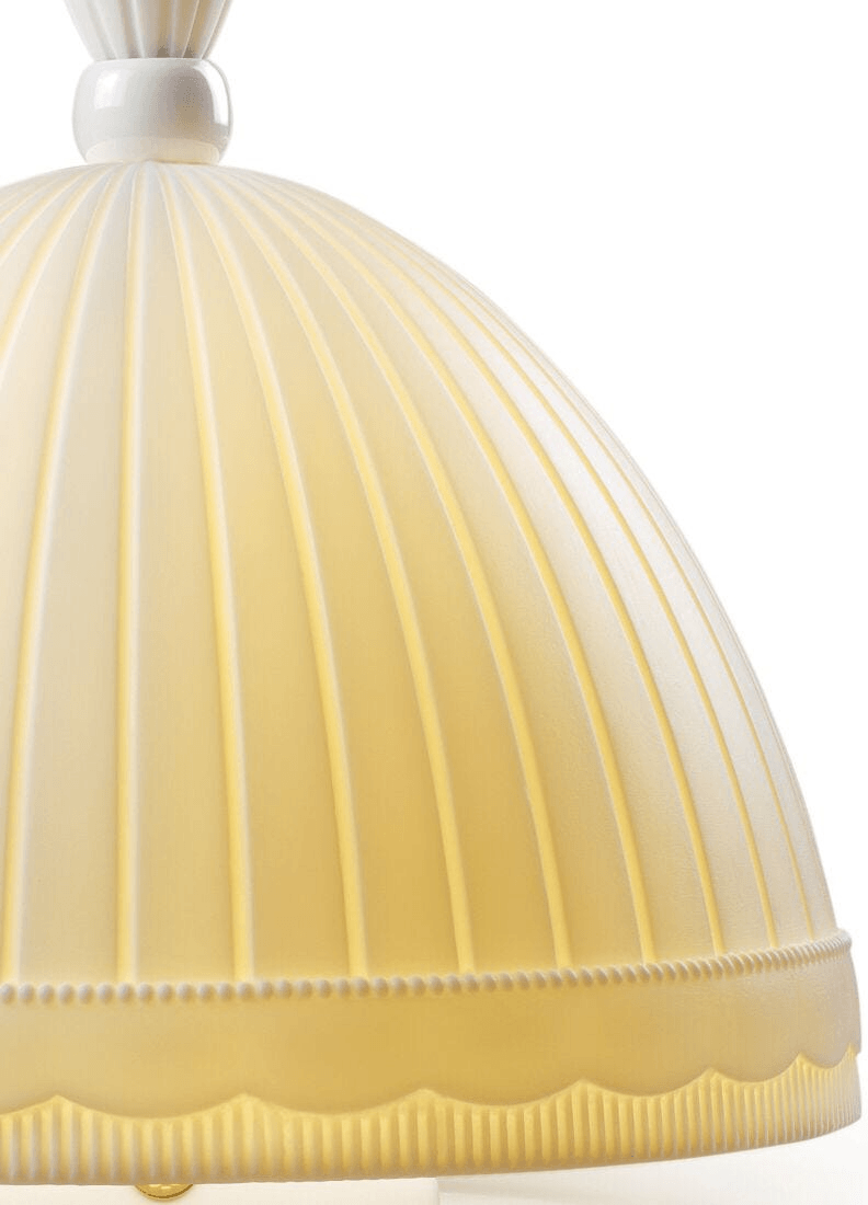 Detail of translucent Porcelain shade on the Lladro piece: Lladró - Mademoiselle Table Lamp - Elisabeth.