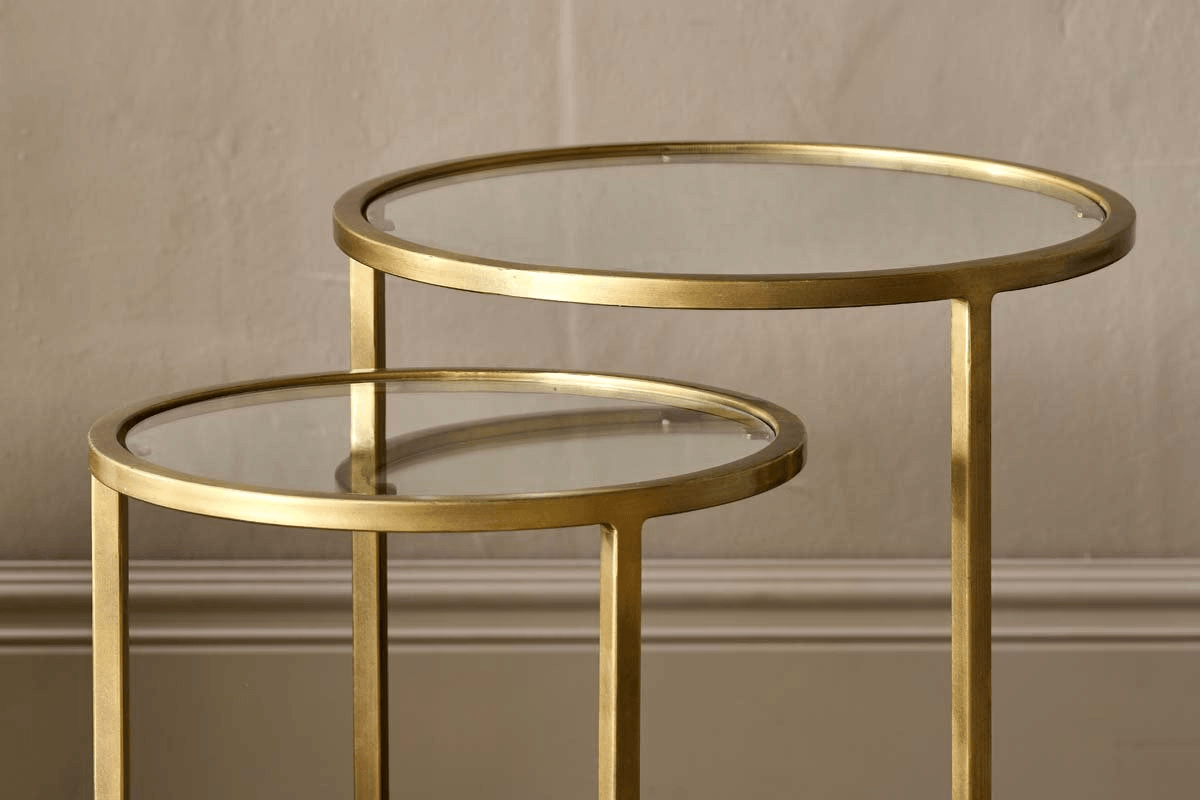 Nkuku - Nakuru Iron & Glass Drinks Table - Brass