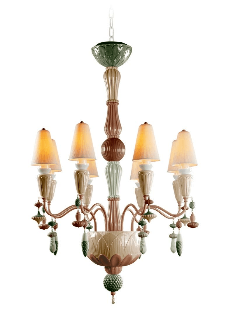 Lladró - Ivy and Seed 8 Lights Chandelier - Spices showcasing porcelain design with elegant floral motifs.