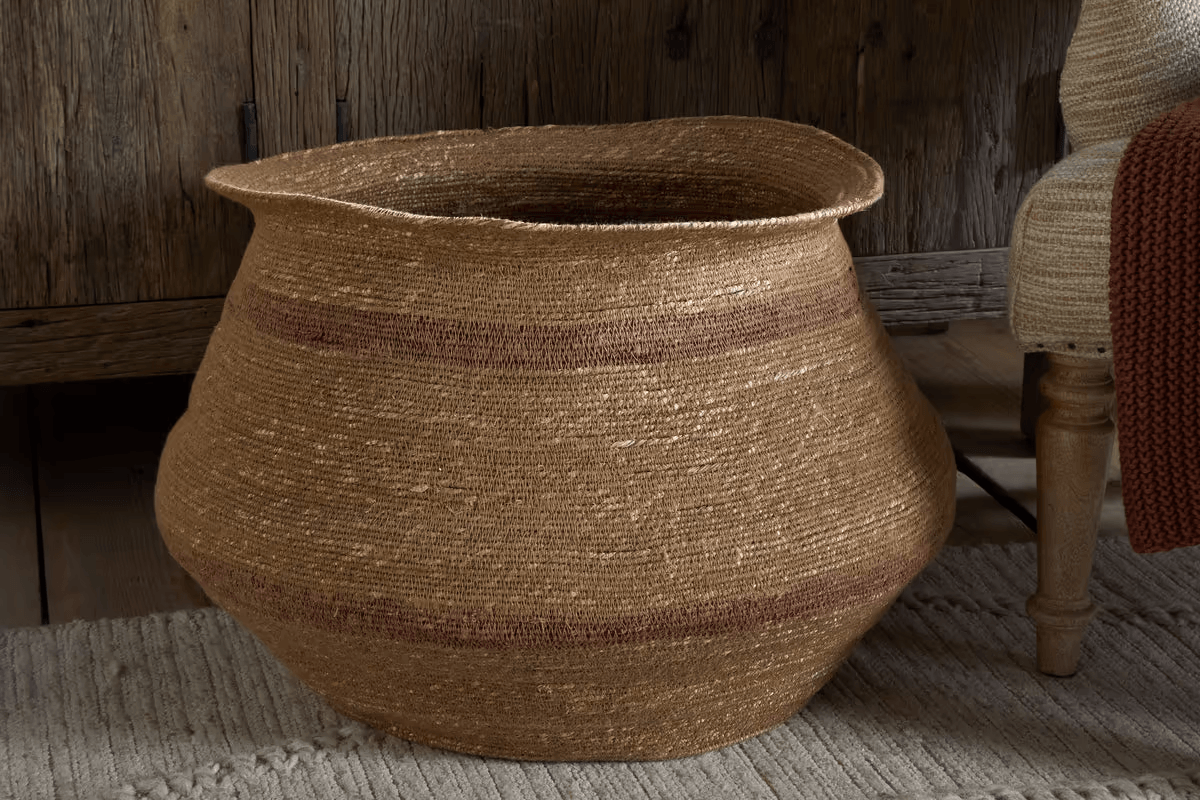 Nkuku - Rana Wide Basket - Natural & Rust