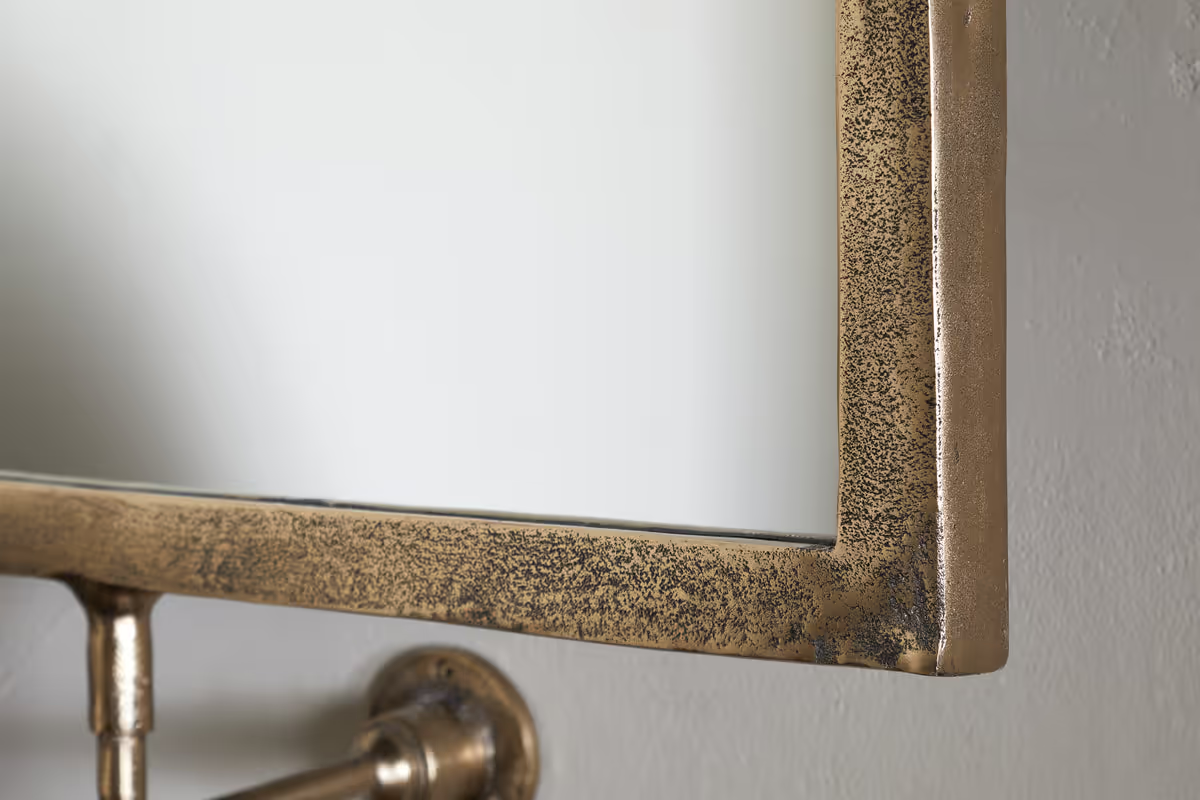 Nkuku - Visala Square Swivel Wall Mirror - Antique Brass