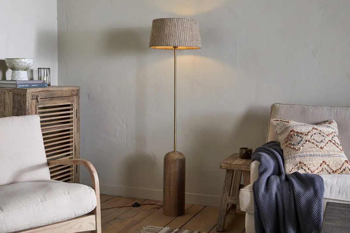 Nkuku - Agua Grooved Floor Lamp - Natural