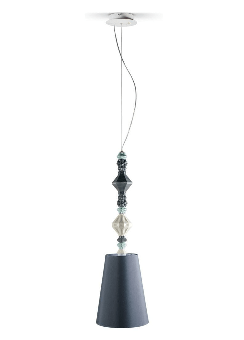 Lladró - Belle de Nuit Pendant Light II - Black featuring decorative beads and a sleek design.