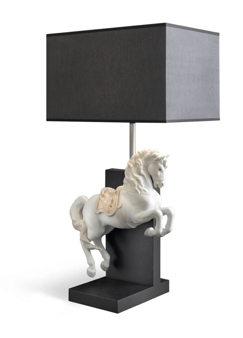 Lladró - Horse on Courbette Table Lamp showcasing exquisite porcelain and elegant design.