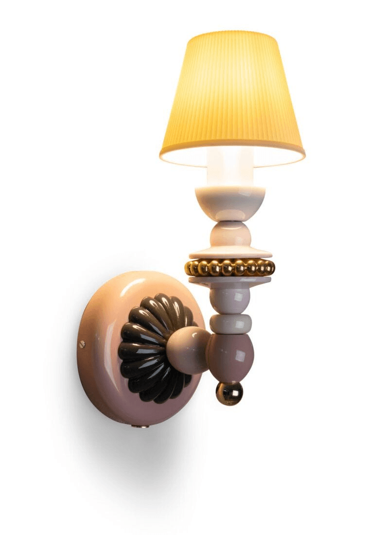 Lladró - Firefly Wall Sconce featuring porcelain design in pink and gold, elegant lighting decor.