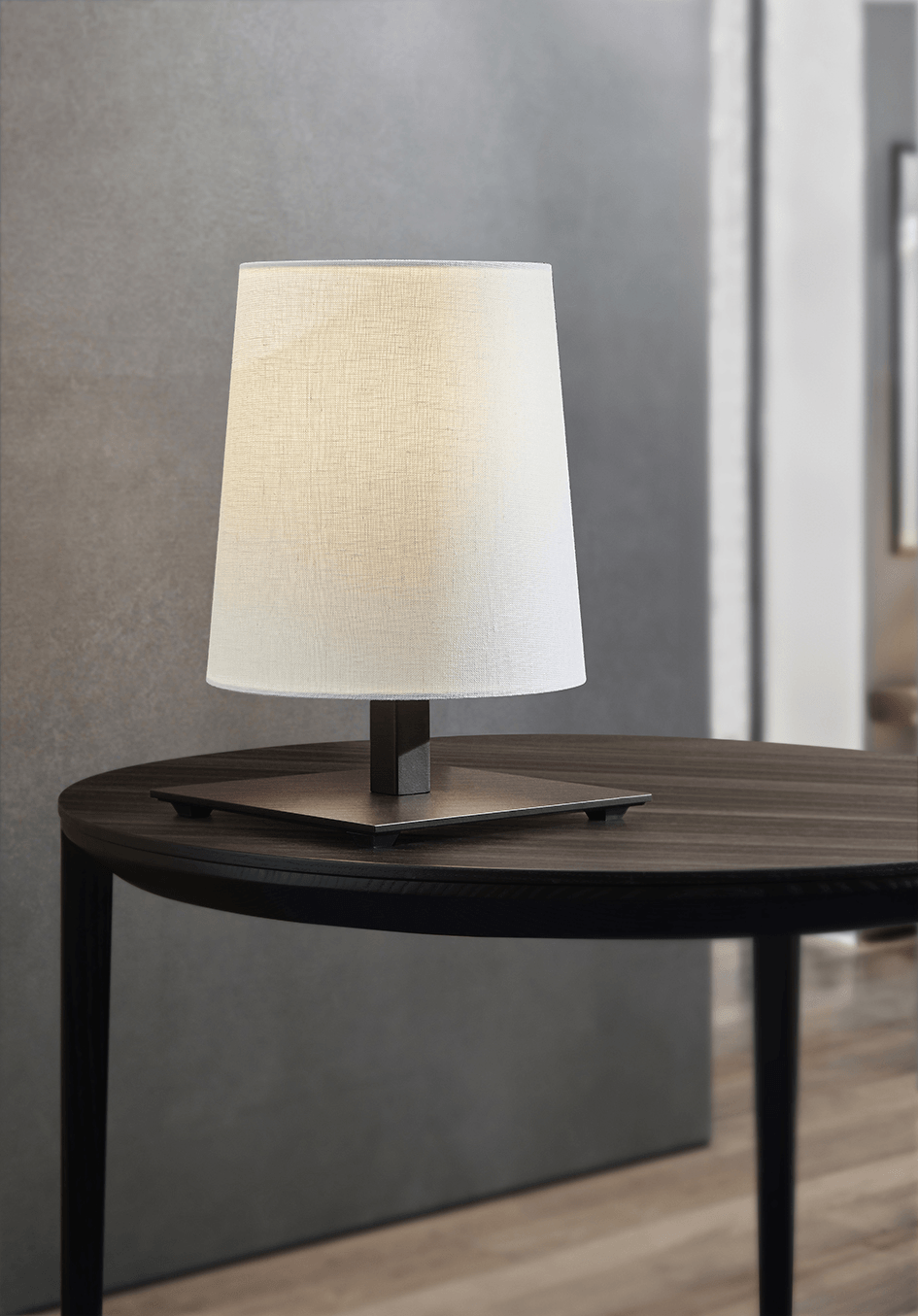 Contardi Heritage Table Lamp - White Linen Shade - Brushed Bronze Frame