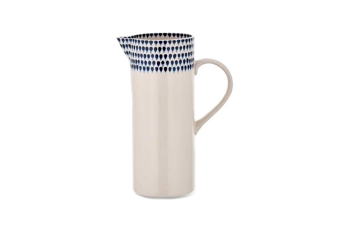 Nkuku - Indigo Drop Jug - Cream & Indigo - Large