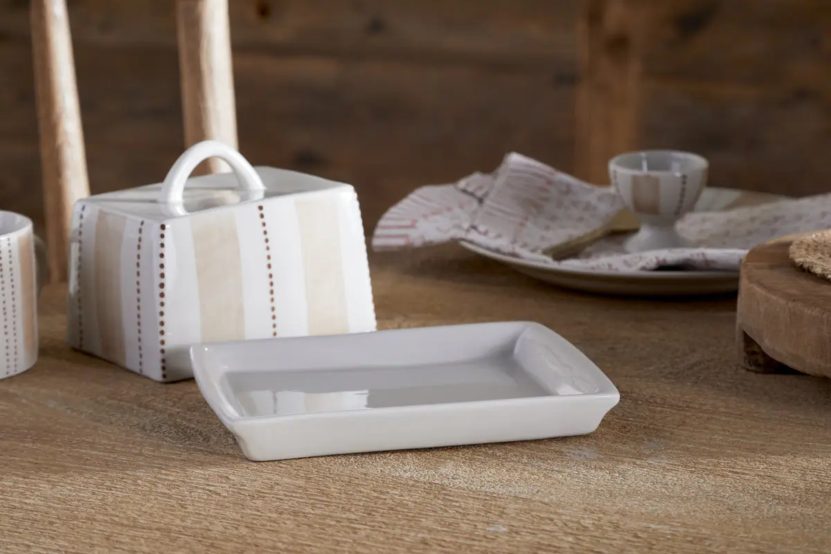 Nkuku - Patthar Butter Dish - Cream & Clay