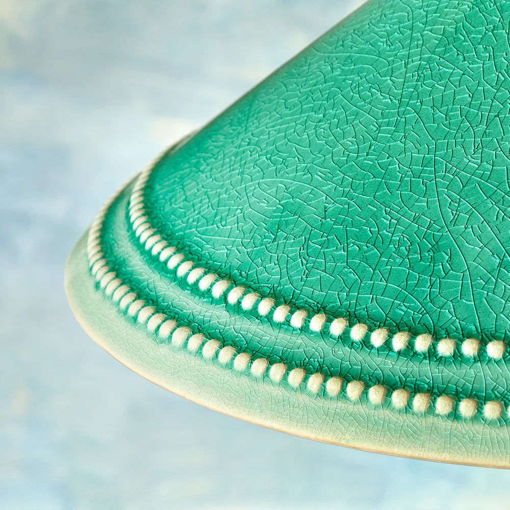Pooky - Ted Ceramic Pendant Light Shade - Bottle Green With Stone Interior
