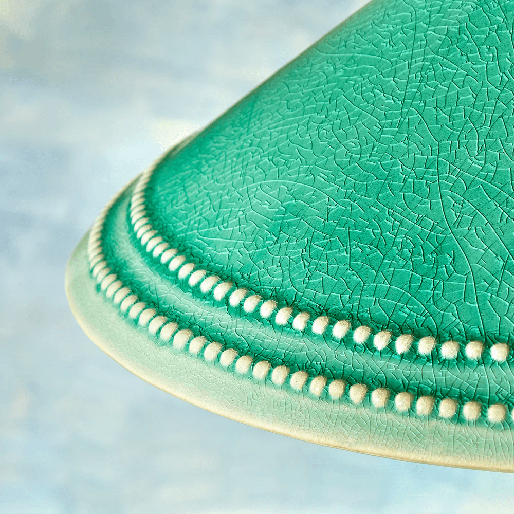 Pooky - Ted Ceramic Pendant Light Shade - Bottle Green With Stone Interior