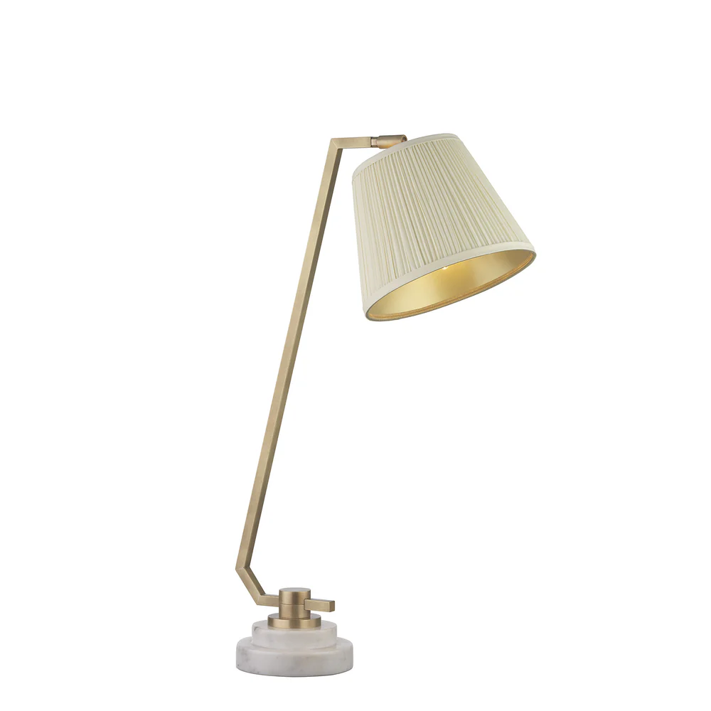 Northern Light - Thurston Table Lamp - Old English Brass Light Finish - 8" Empire Ivory Cotton Pleat Shade